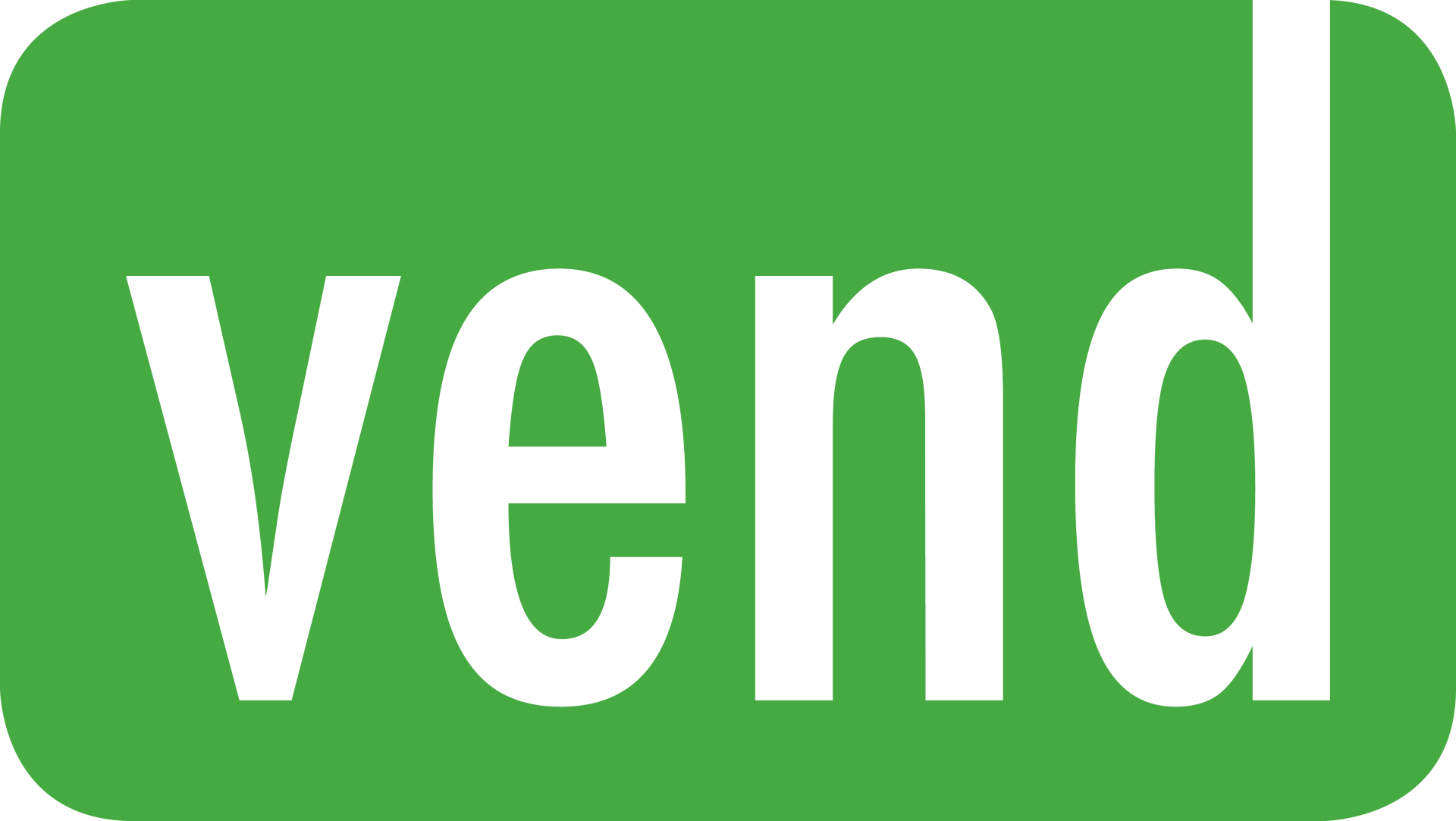 Vend green and white Logo. A cloud-based point-of-sale and retail management software company based in Auckland, New Zealand.
